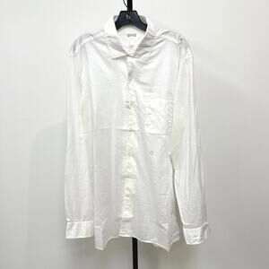 Massimo Alba White Italian Cotton Long Sleeve Signature Badge Shirt XXL Button